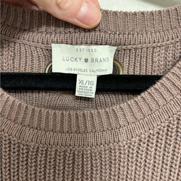 Lucky Brand 100% Cotton Tie Back Scoop Neck Sweater in Mauve - Size XL - Picture 3 of 5